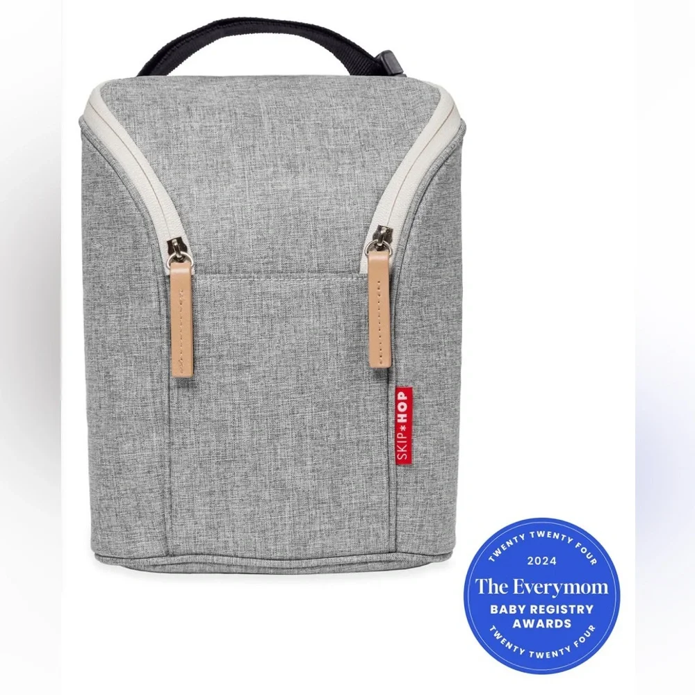 BNWT Skip Hop Grab & Go Insulated Double Bottle Bag in Grey Melange color!